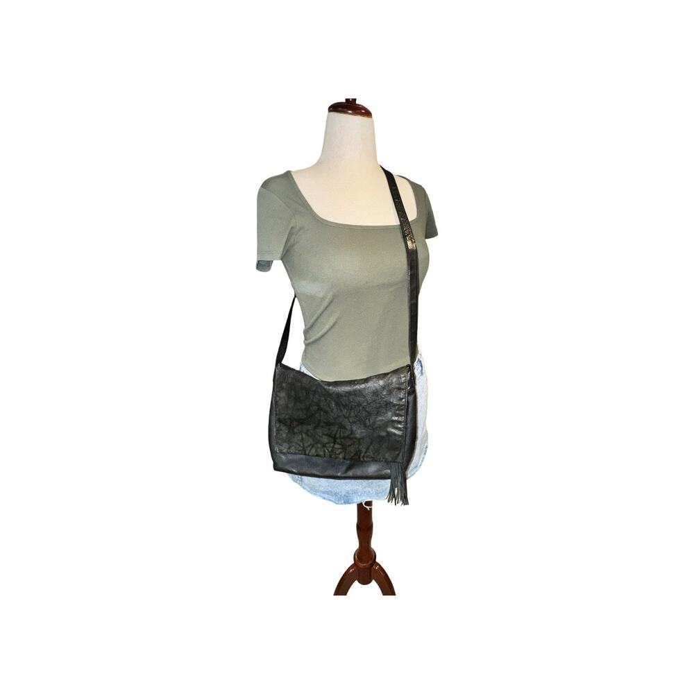 Stone Mountain Distressed Leather Messenger Crossbody Bag
